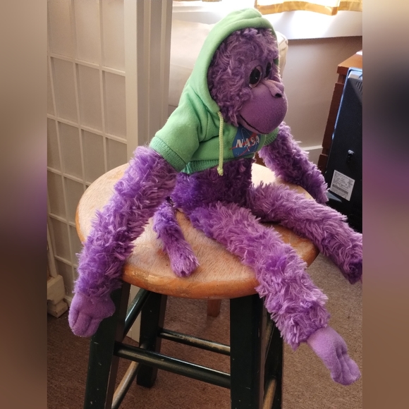 -The Petting Zoo Purple Hanging Monkey 1994 NASA Green Hoodie Plush 18in - Picture 5 of 16